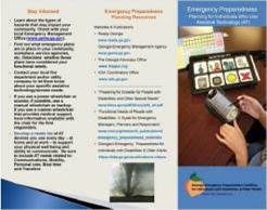 Screenshot of a brochure titled "Emergency Preparedness: Planning for Individuals Who Use Assistive Technology."